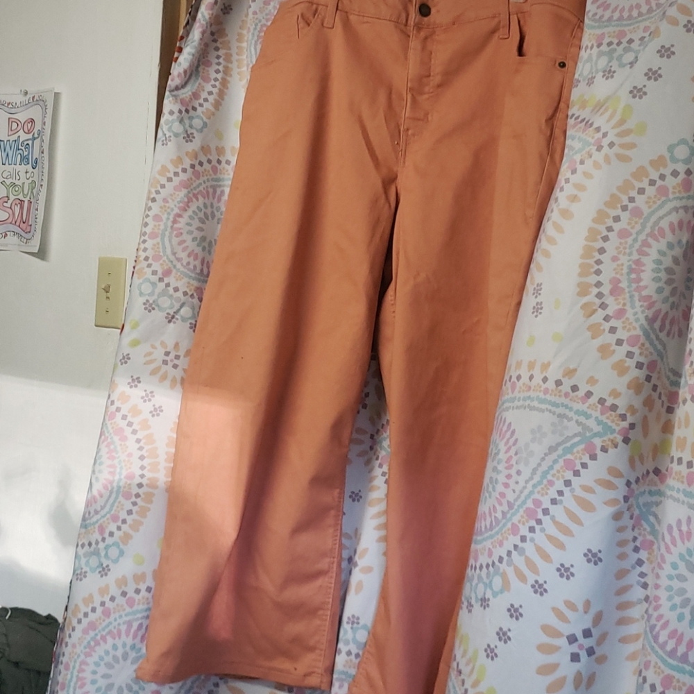 Ava & Viv coral wide leg high crop pants NWT